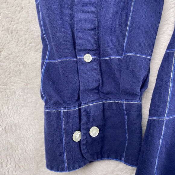 Lands End Mens Shirt XXL 18 18.5 Blue Plaid Button-Down Long Sleeve 100% Cotton - Picture 10 of 10